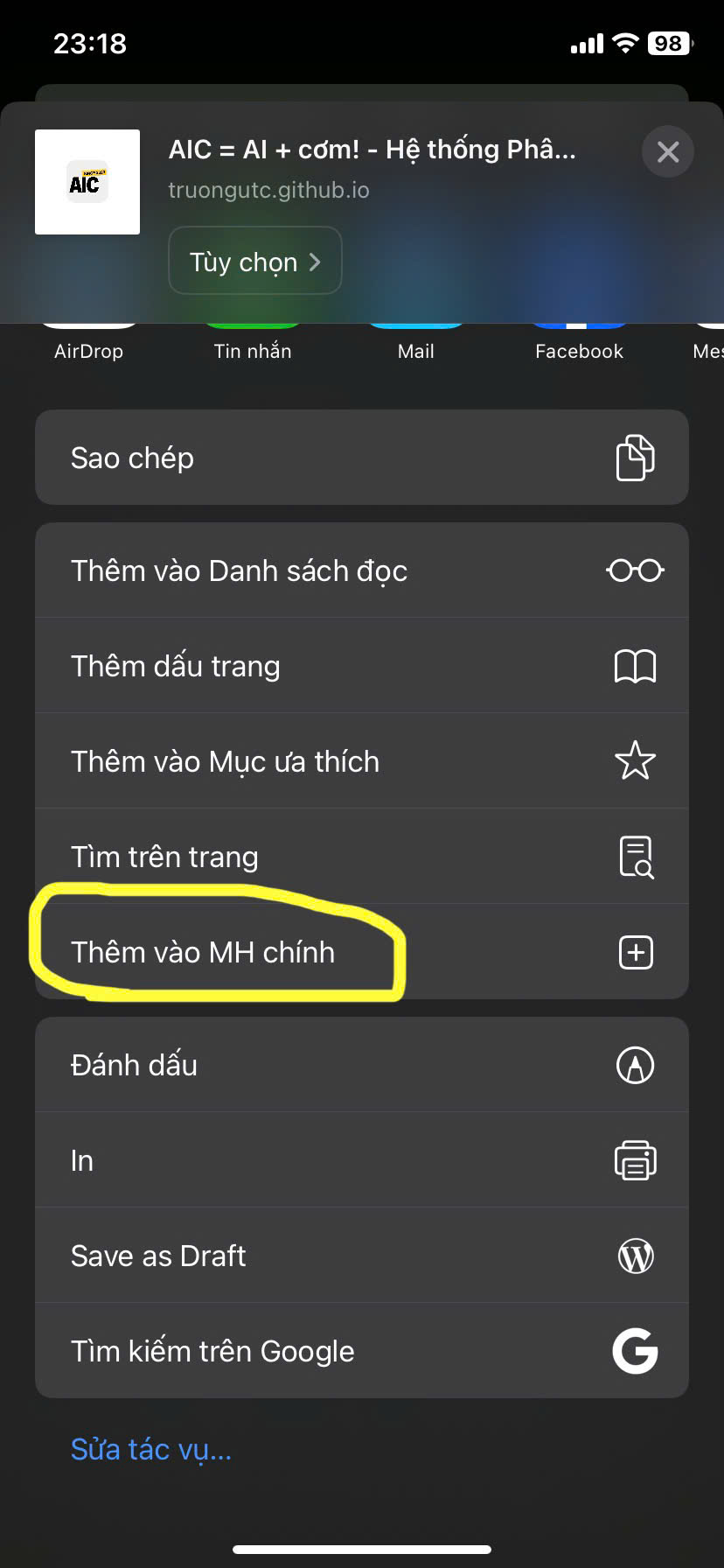 Hướng dẫn lưu Web App